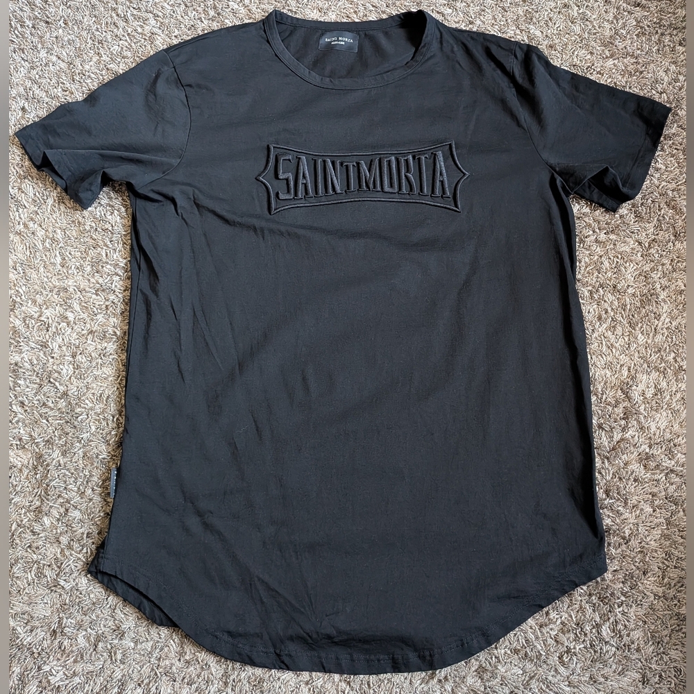 Saint Morta Black 100% Cotton Embroidered Logo Jersey Shirt Men's 3XL